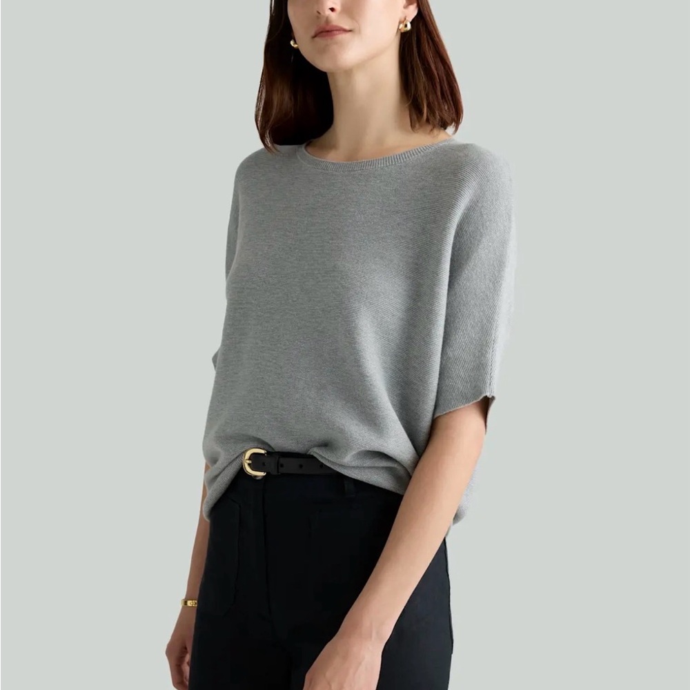 Lightweight Cotton Cashmere Link-Stitch Dolman Sweater